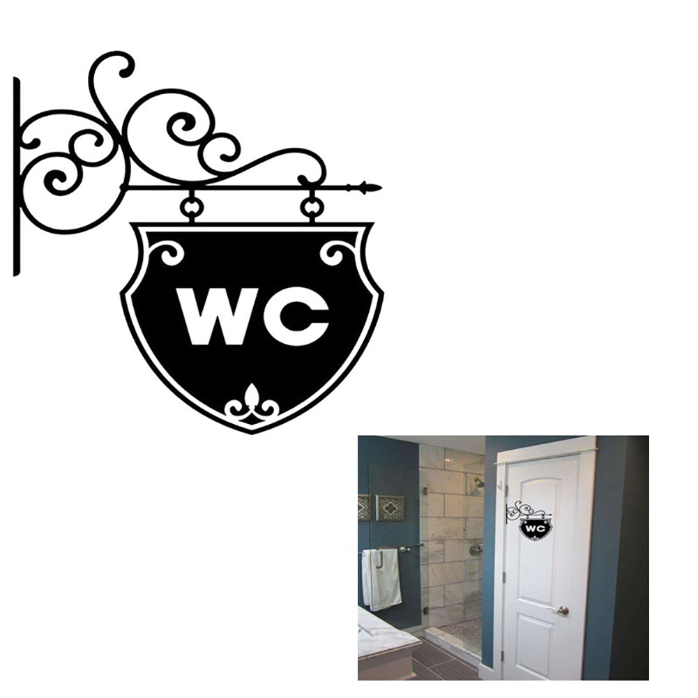 Fashion WC Toilet Sign Bathroom Door Wall Sticker Doorplate Decal Home Decor