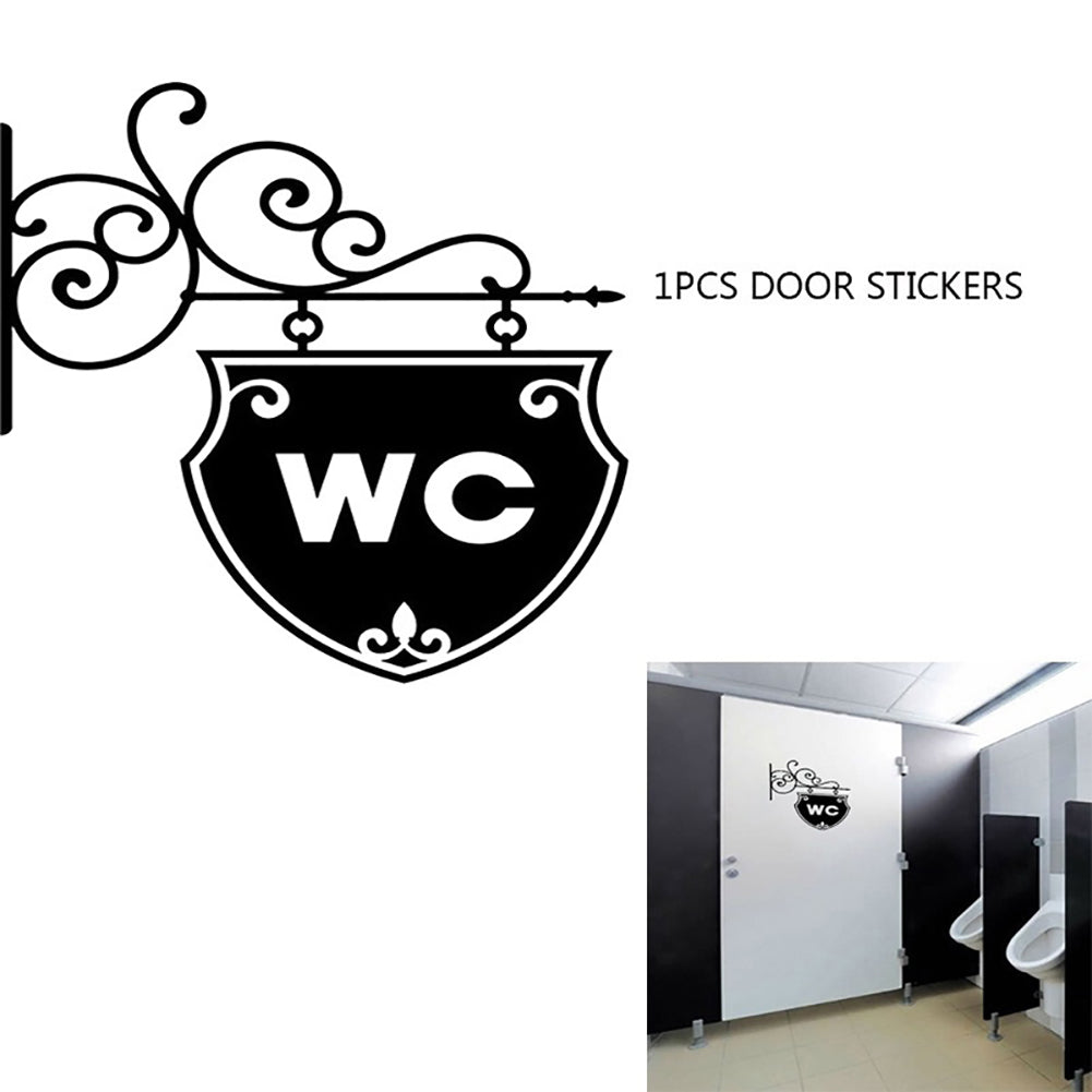 Fashion WC Toilet Sign Bathroom Door Wall Sticker Doorplate Decal Home Decor