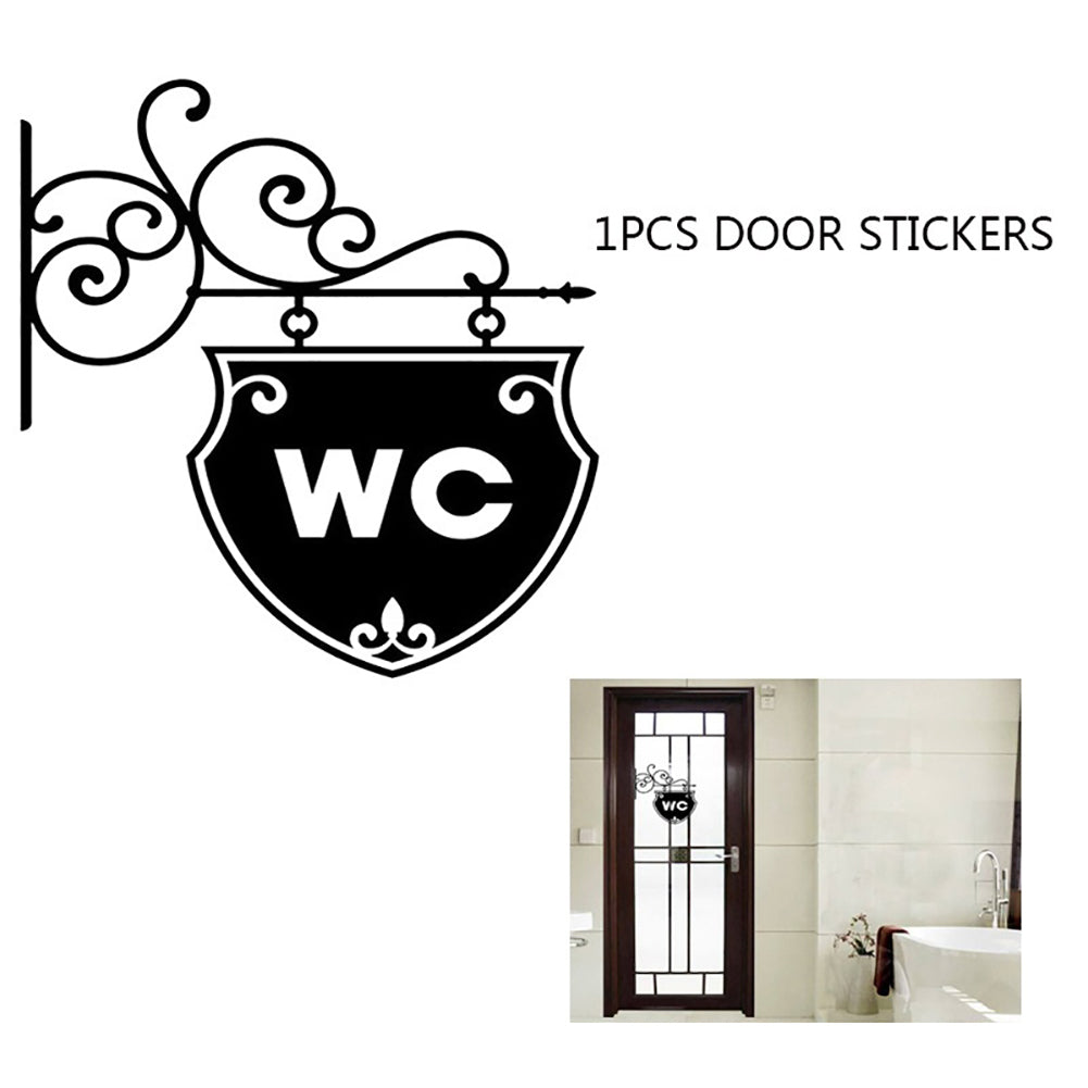 Fashion WC Toilet Sign Bathroom Door Wall Sticker Doorplate Decal Home Decor