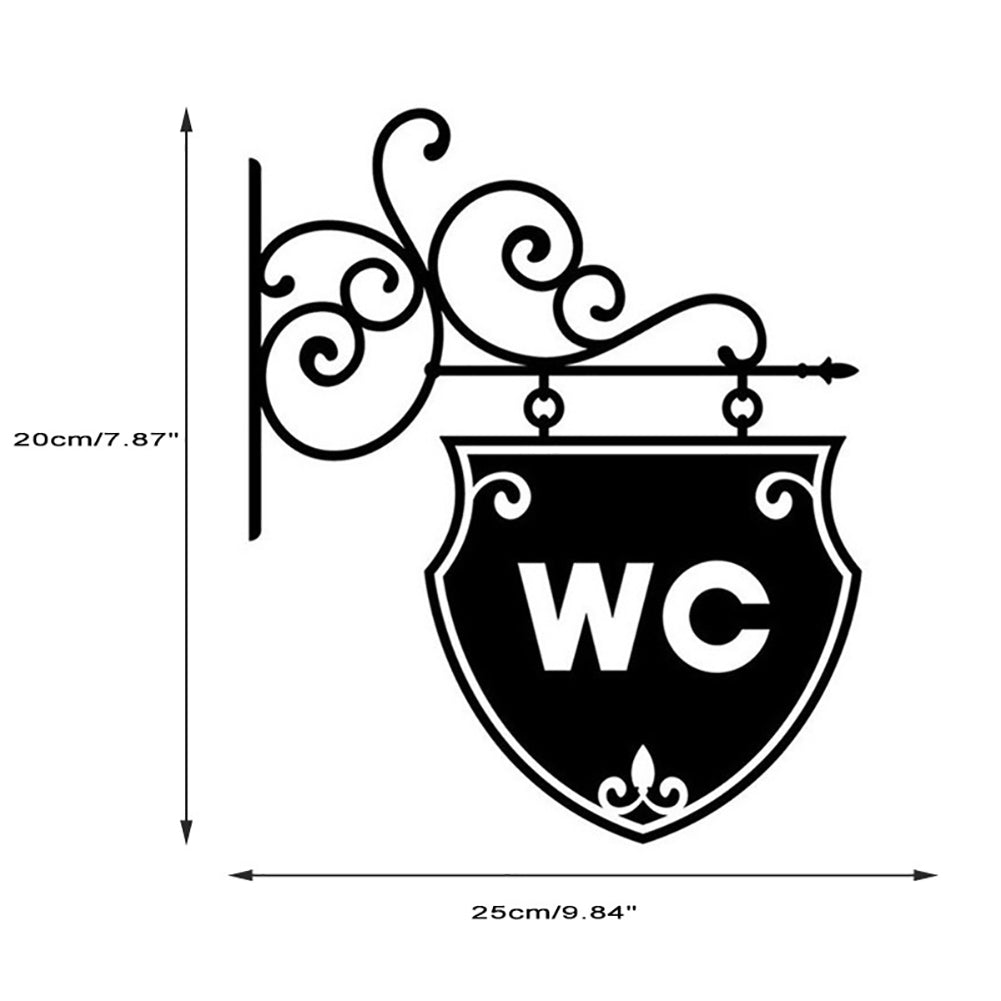 Fashion WC Toilet Sign Bathroom Door Wall Sticker Doorplate Decal Home Decor
