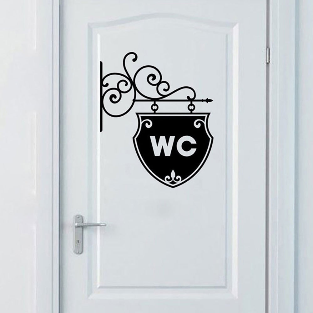Fashion WC Toilet Sign Bathroom Door Wall Sticker Doorplate Decal Home Decor