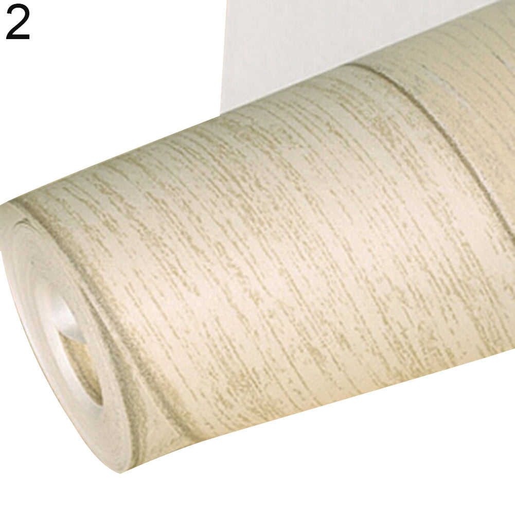 Non-Woven Fabric Vertical Wood Plank Panel Stripe Wallpaper Living Room Decor