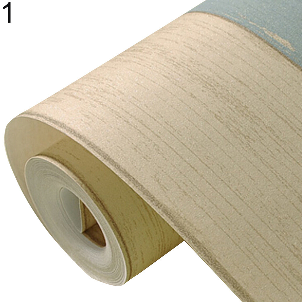 Non-Woven Fabric Vertical Wood Plank Panel Stripe Wallpaper Living Room Decor