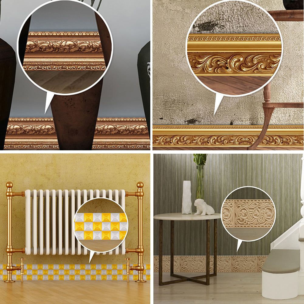 5m Waterproof 3D Skirting Board Sticker Kitchen Living Bathroom Decor Wall Decal