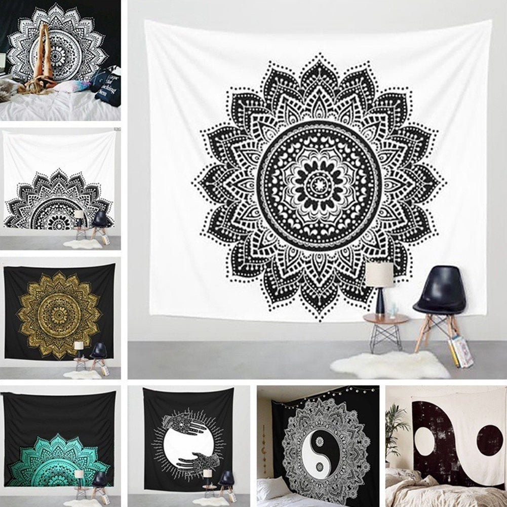 Boho Ethnic Wall Hanging Floral Tapestry Beach Towel Bikini Cover Up Yoga Mat