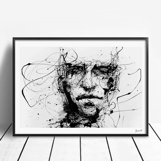 Abstract Line Drawing Boy Canvas Art Wall Painting Home Cafe Unframed Decor
