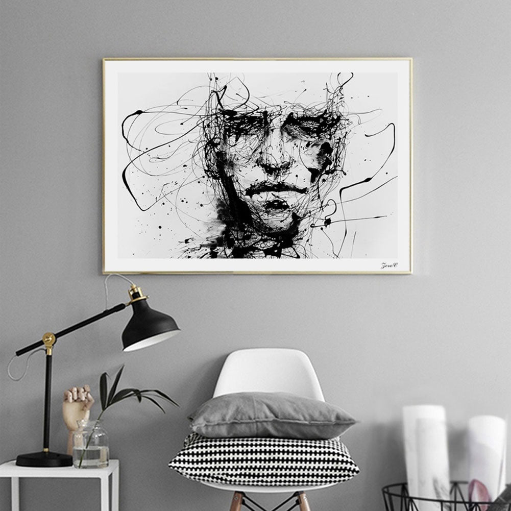 Abstract Line Drawing Boy Canvas Art Wall Painting Home Cafe Unframed Decor