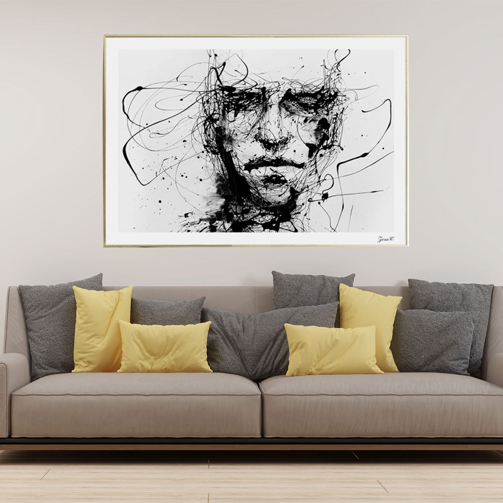Abstract Line Drawing Boy Canvas Art Wall Painting Home Cafe Unframed Decor