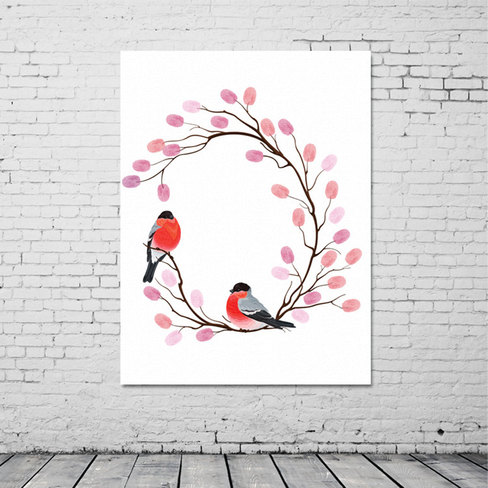 Wedding Guest Book Fingerprint Branch Canvas Painting DIY Wall Art Party Decor