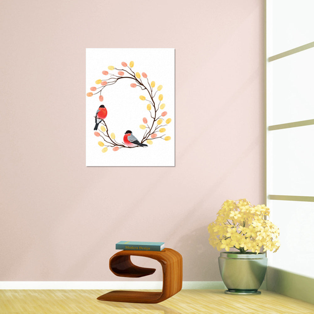 Wedding Guest Book Fingerprint Branch Canvas Painting DIY Wall Art Party Decor