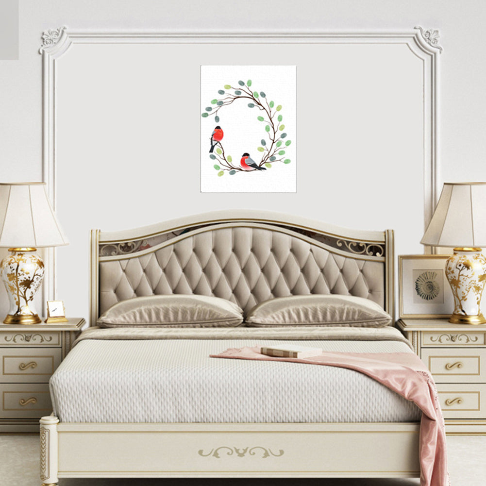 Wedding Guest Book Fingerprint Branch Canvas Painting DIY Wall Art Party Decor