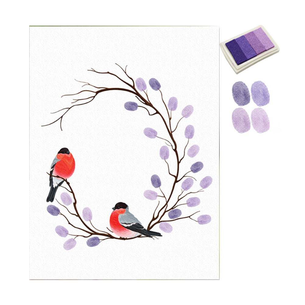 Wedding Guest Book Fingerprint Branch Canvas Painting DIY Wall Art Party Decor