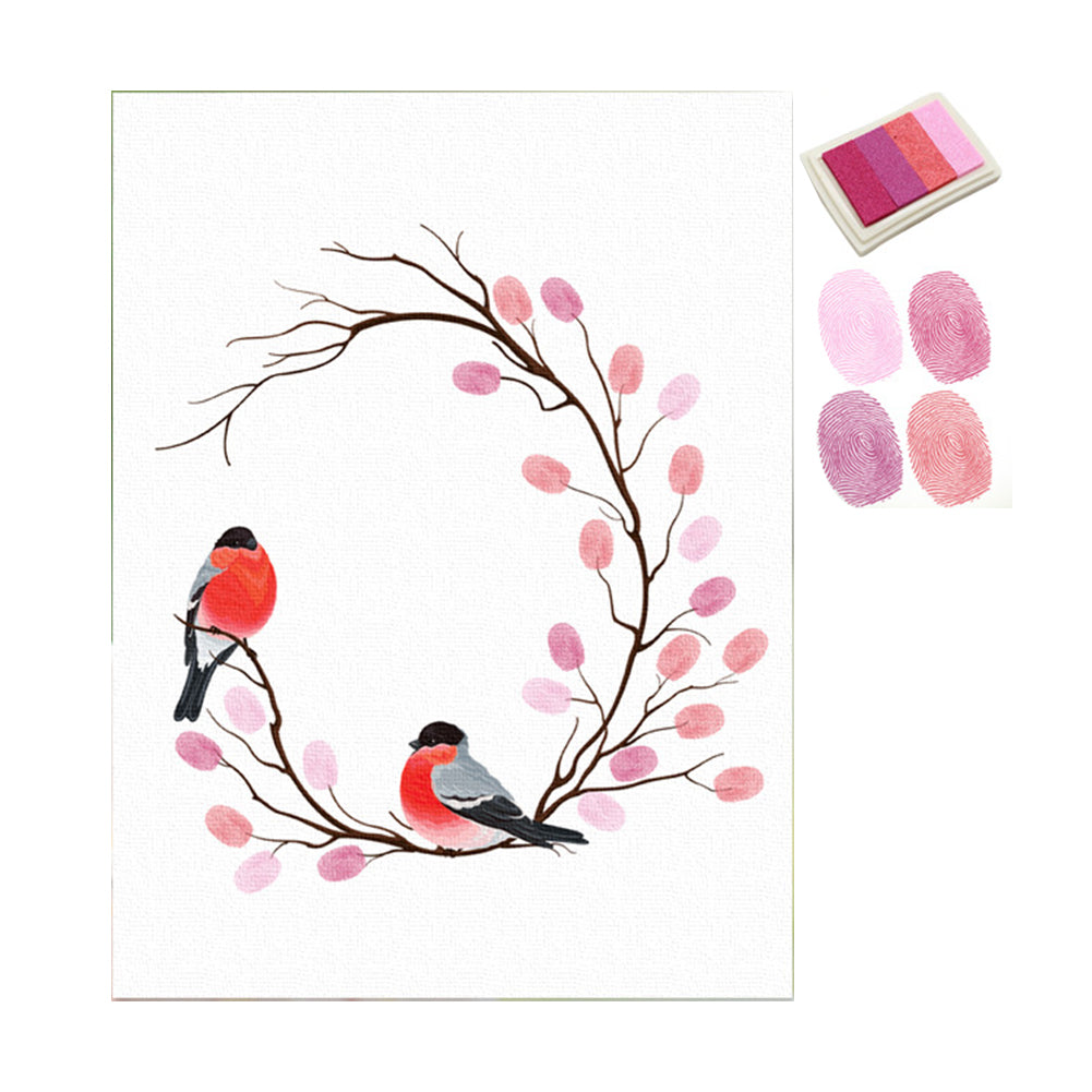 Wedding Guest Book Fingerprint Branch Canvas Painting DIY Wall Art Party Decor