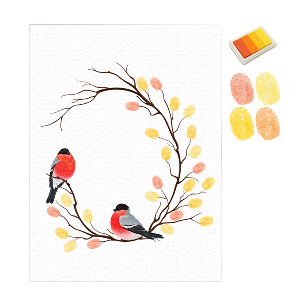 Wedding Guest Book Fingerprint Branch Canvas Painting DIY Wall Art Party Decor