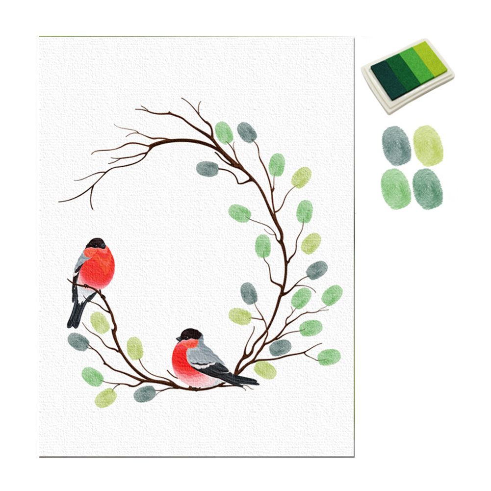 Wedding Guest Book Fingerprint Branch Canvas Painting DIY Wall Art Party Decor