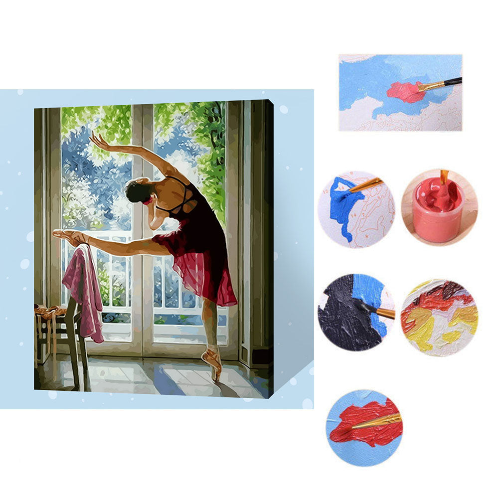 40x50cm Bridge Scenery Ballet Woman DIY Oil Painting Paint By Numbers Kit Decor