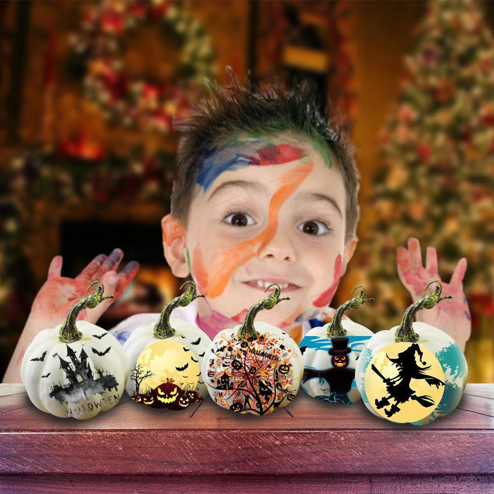 6Pcs Artificial Foam DIY Graffiti Pumpkin Halloween Party Home Garden Decoration