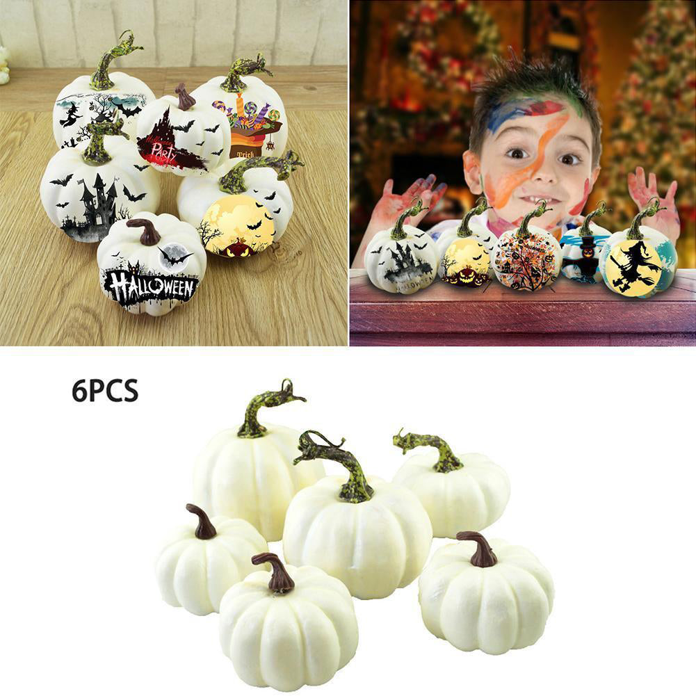 6Pcs Artificial Foam DIY Graffiti Pumpkin Halloween Party Home Garden Decoration