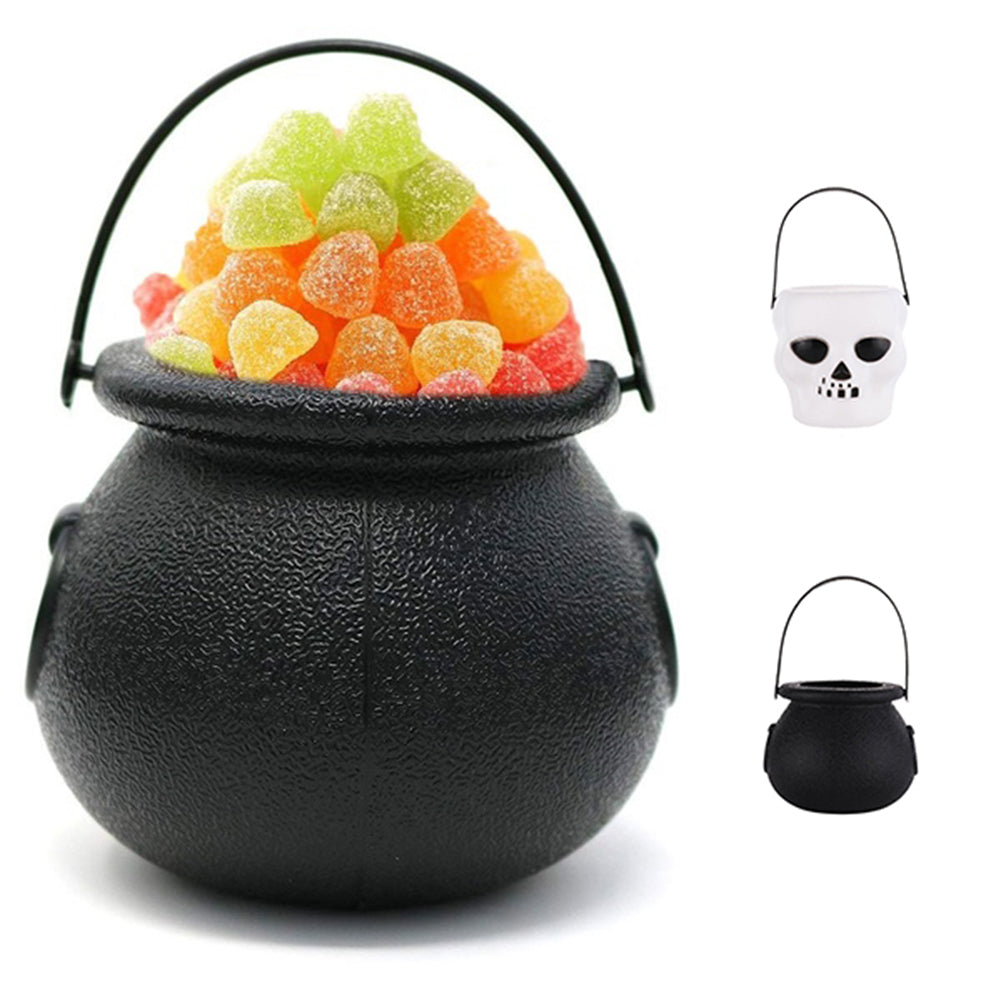 3Pcs Creative Witch Skull Halloween Candy Pot Cookie Jar Hanging Party Decor