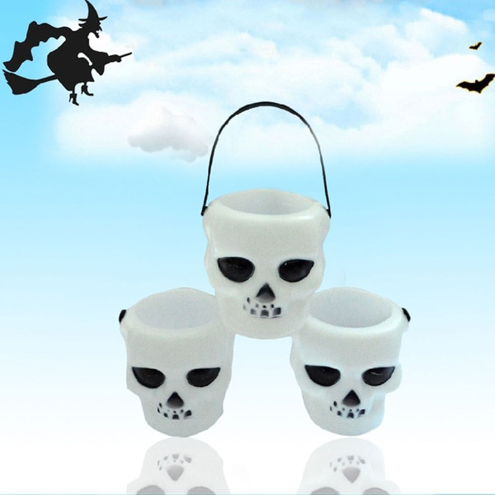 3Pcs Creative Witch Skull Halloween Candy Pot Cookie Jar Hanging Party Decor