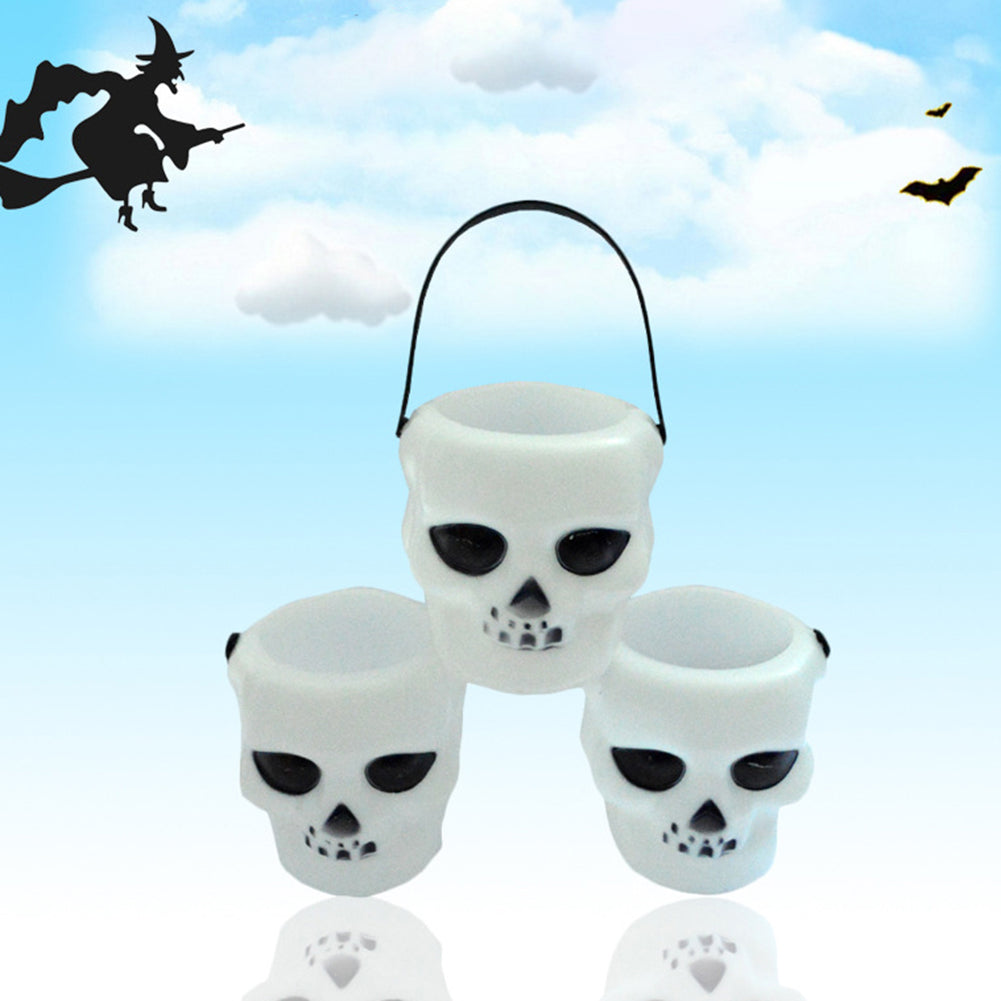 3Pcs Creative Witch Skull Halloween Candy Pot Cookie Jar Hanging Party Decor