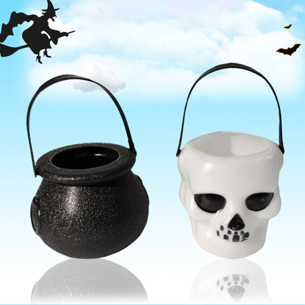 3Pcs Creative Witch Skull Halloween Candy Pot Cookie Jar Hanging Party Decor