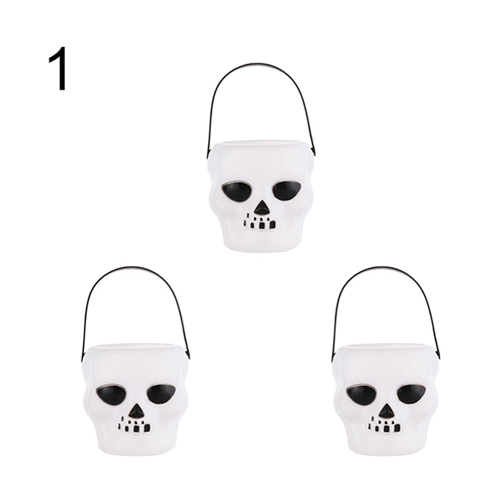 3Pcs Creative Witch Skull Halloween Candy Pot Cookie Jar Hanging Party Decor