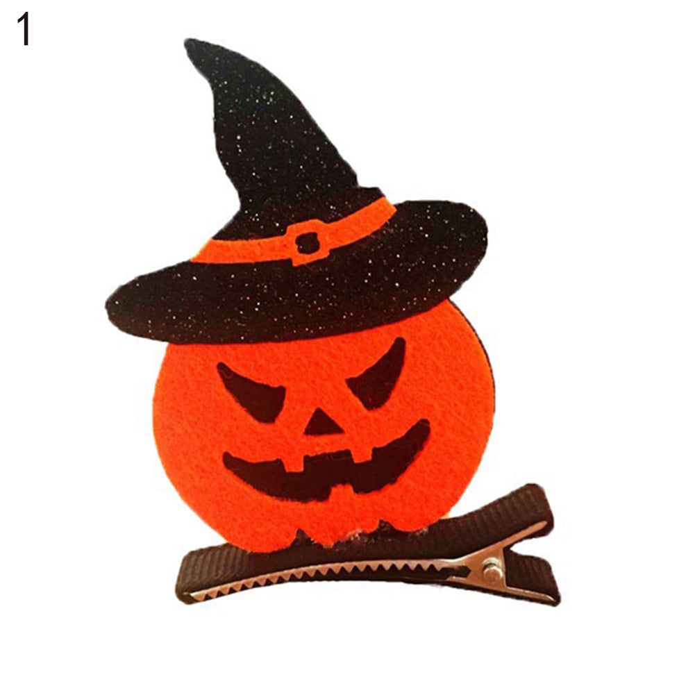 Pumpkin Ghost Witch Hat Bat Hair Clip for Halloween Dress up Party Accessory