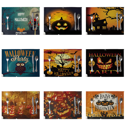 Halloween Style Heat Insulation Mat Linen Placemat Kitchen Dining Table Decor