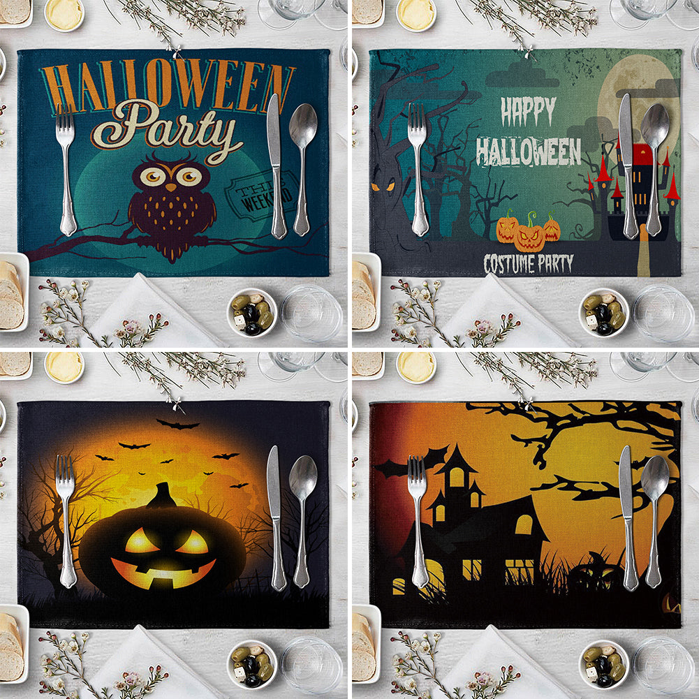 Halloween Style Heat Insulation Mat Linen Placemat Kitchen Dining Table Decor