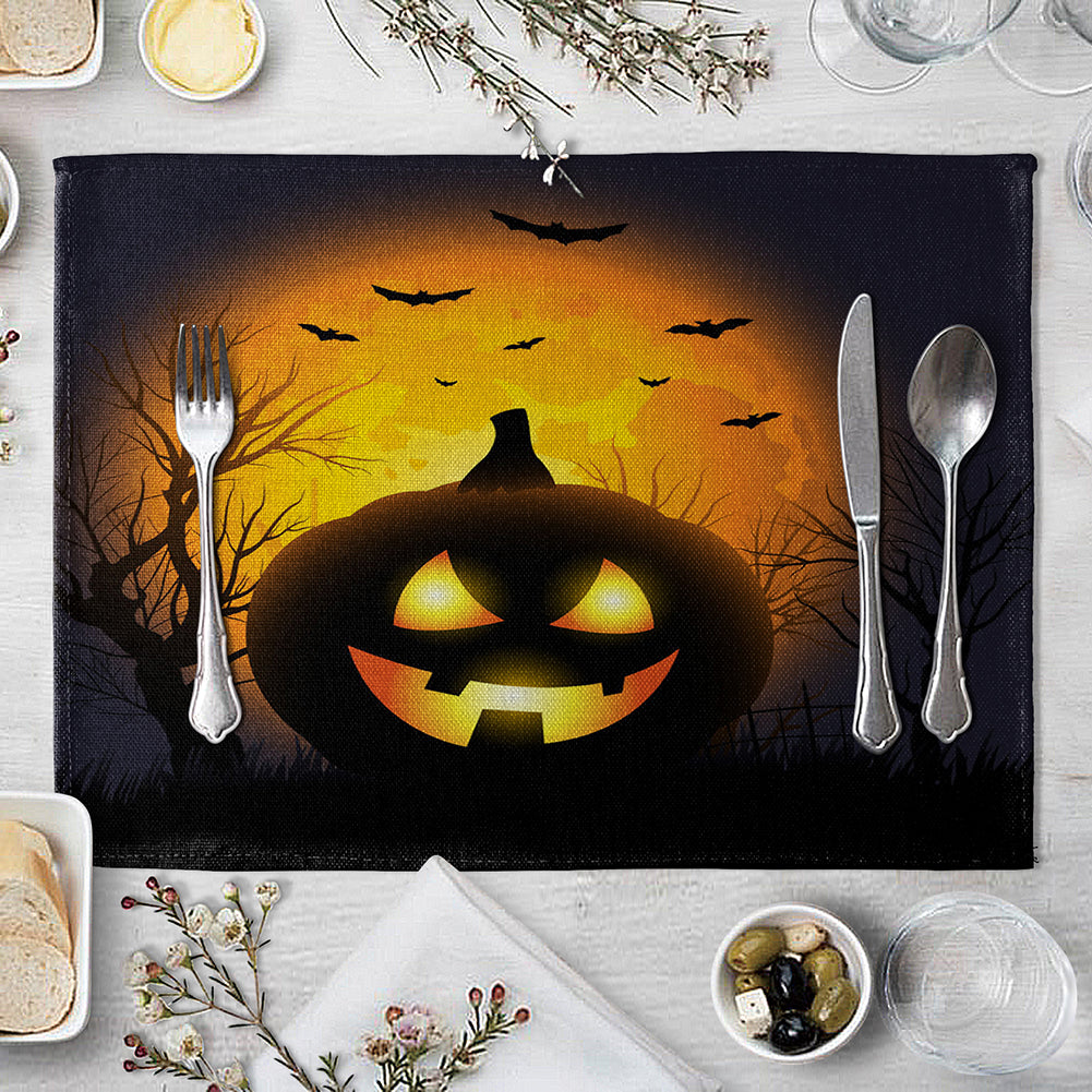 Halloween Style Heat Insulation Mat Linen Placemat Kitchen Dining Table Decor