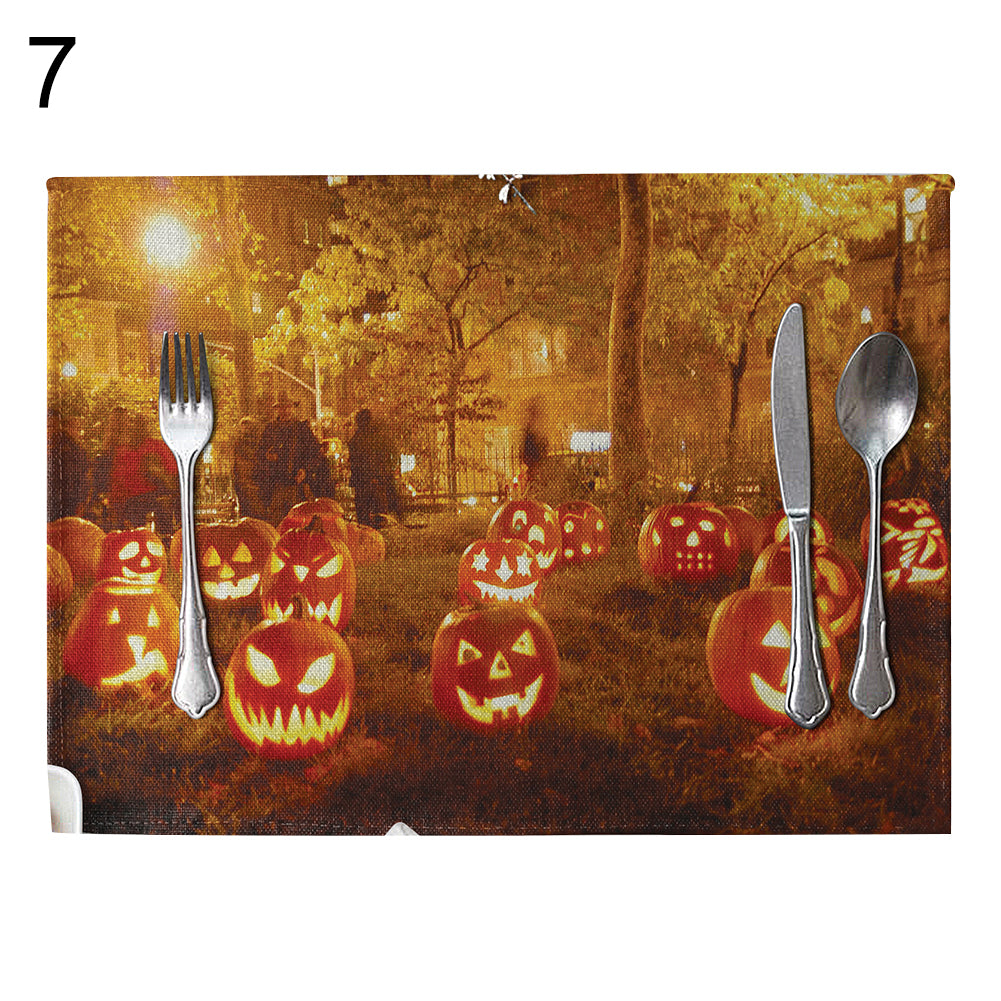 Halloween Style Heat Insulation Mat Linen Placemat Kitchen Dining Table Decor