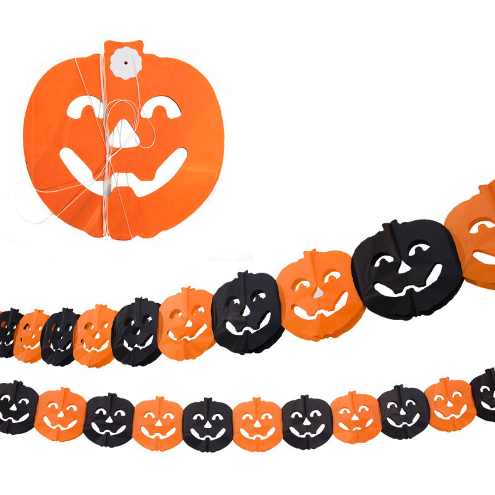 Halloween Paper Spider Skull Ghost Bat Pumpkin Garland Bunting Banner Decor Prop