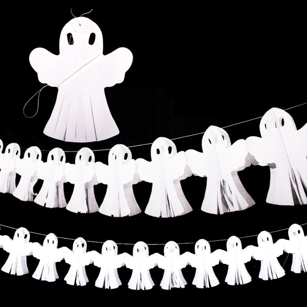 Halloween Paper Spider Skull Ghost Bat Pumpkin Garland Bunting Banner Decor Prop