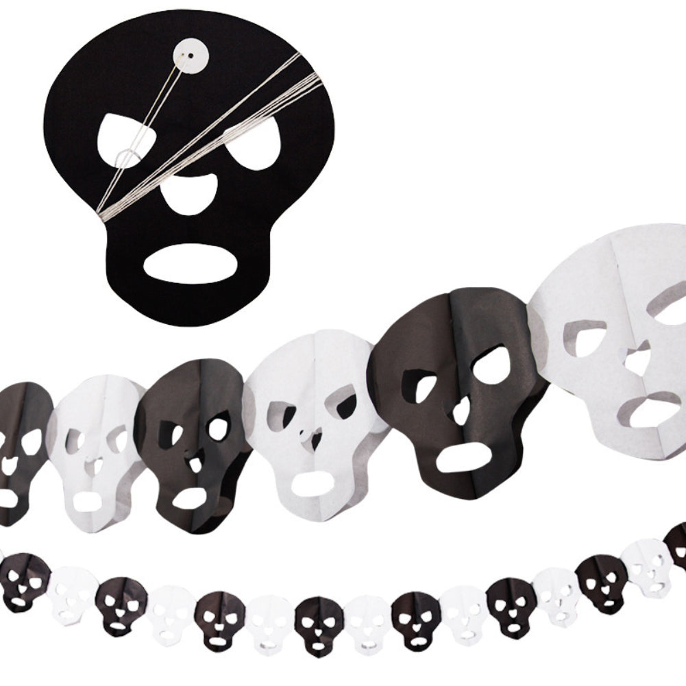 Halloween Paper Spider Skull Ghost Bat Pumpkin Garland Bunting Banner Decor Prop