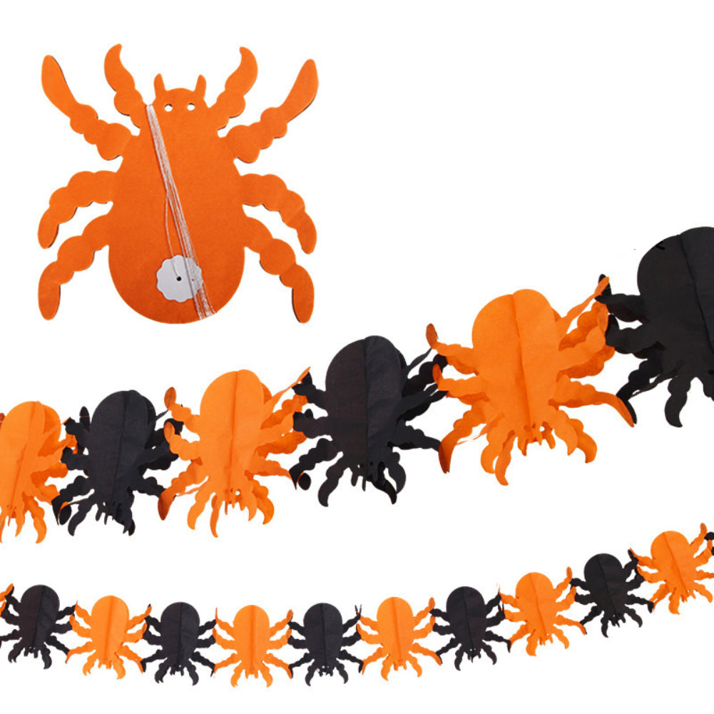 Halloween Paper Spider Skull Ghost Bat Pumpkin Garland Bunting Banner Decor Prop