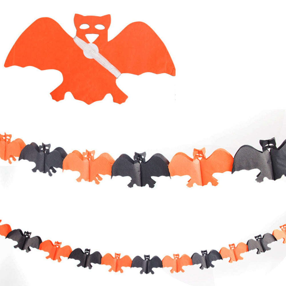 Halloween Paper Spider Skull Ghost Bat Pumpkin Garland Bunting Banner Decor Prop