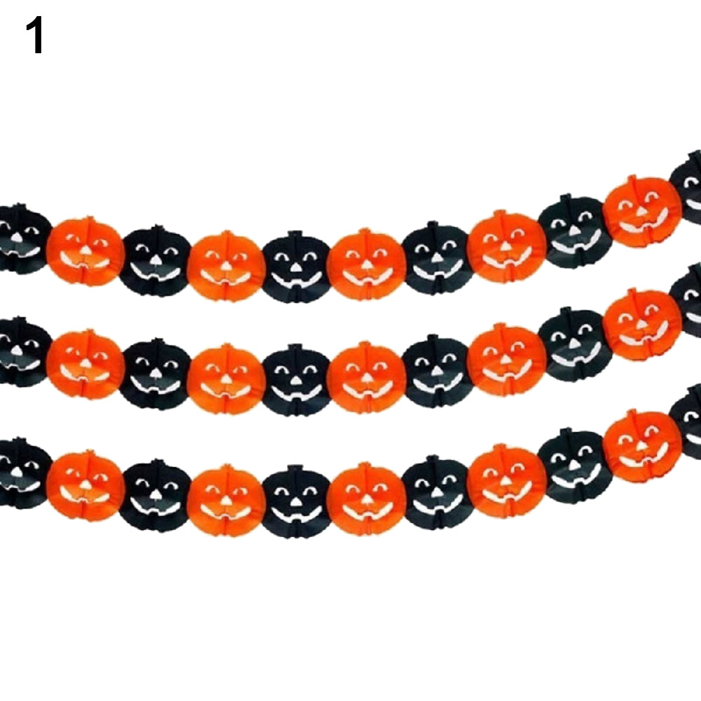 Halloween Paper Spider Skull Ghost Bat Pumpkin Garland Bunting Banner Decor Prop