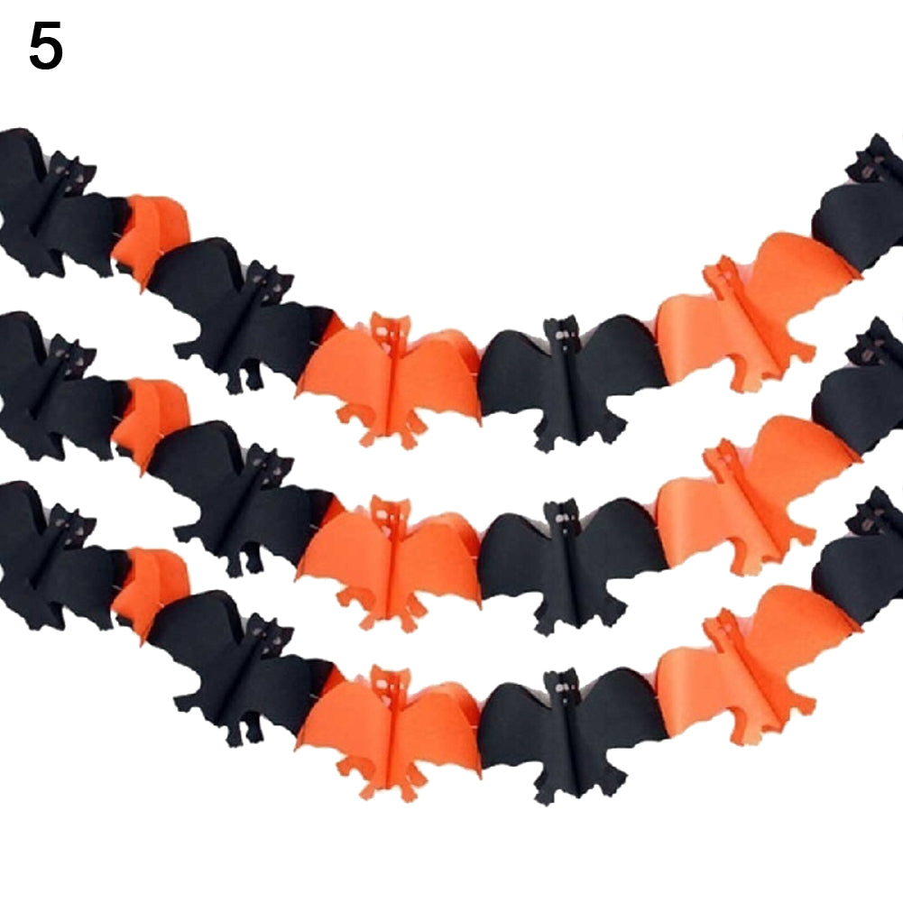 Halloween Paper Spider Skull Ghost Bat Pumpkin Garland Bunting Banner Decor Prop