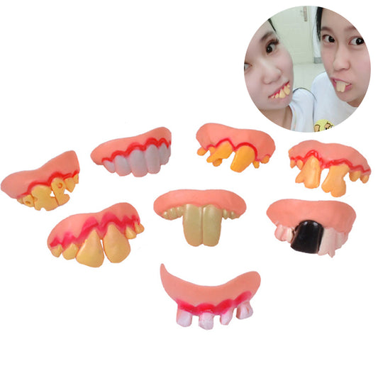 Funny Goofy Fake Vampire Denture Teeth Halloween Decor Prop Trick Toys Gift