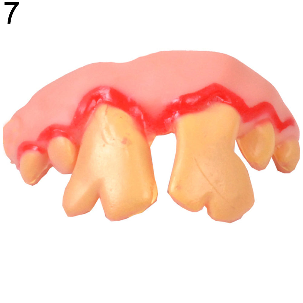 Funny Goofy Fake Vampire Denture Teeth Halloween Decor Prop Trick Toys Gift