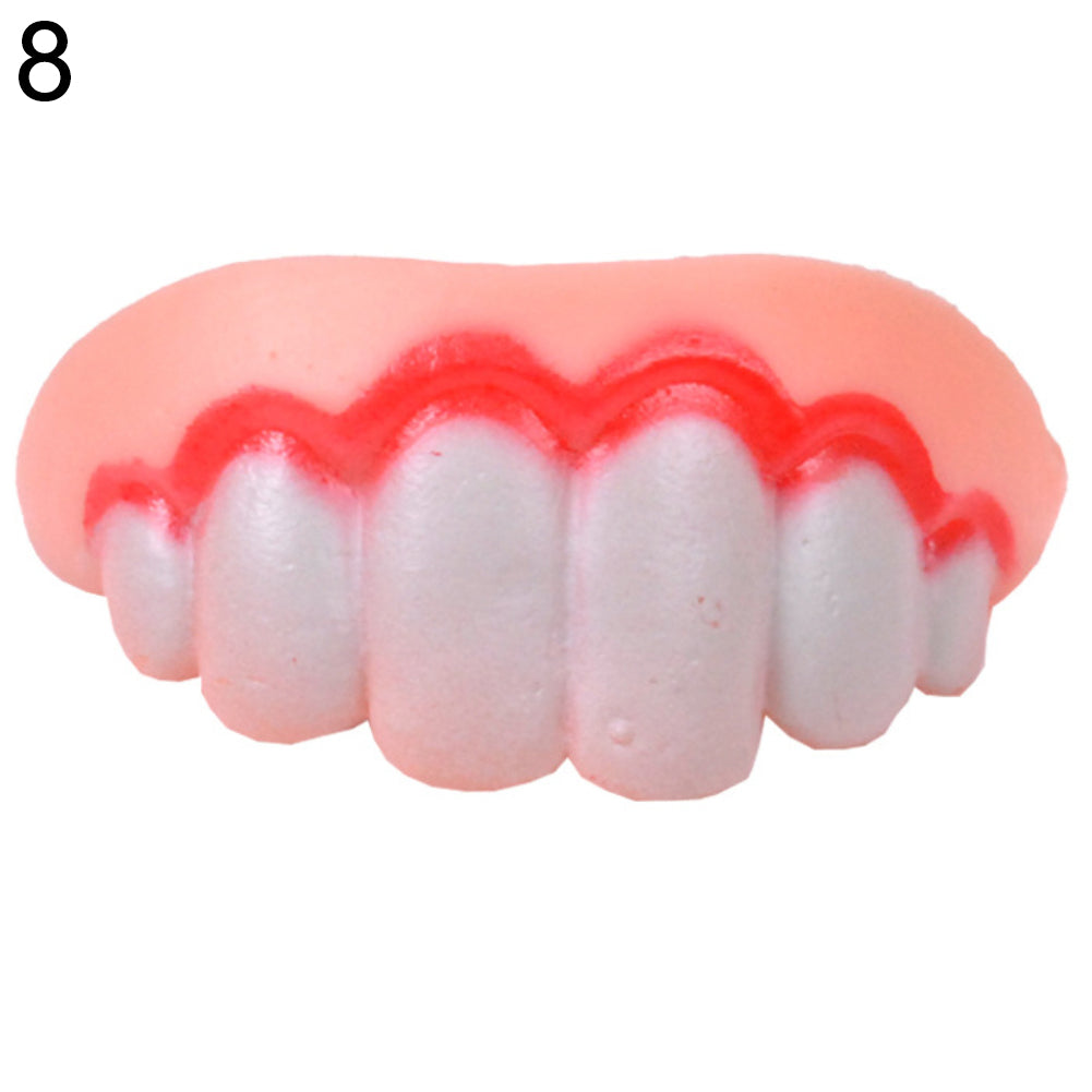 Funny Goofy Fake Vampire Denture Teeth Halloween Decor Prop Trick Toys Gift