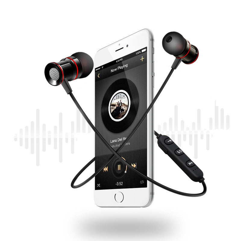 Bluetooth Earphone Sports Running Headphone Magnetic Metal Wireless Earphone Earbuds with Mic for IPhone 8 X