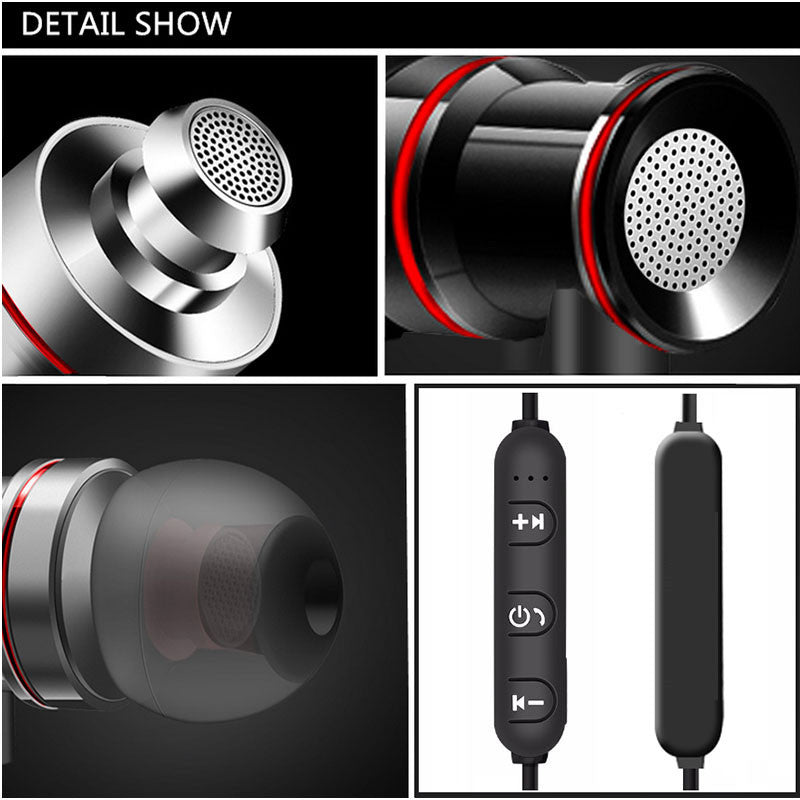 Bluetooth Earphone Sports Running Headphone Magnetic Metal Wireless Earphone Earbuds with Mic for IPhone 8 X