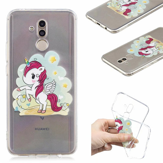 High-transparent painted TPU mobile phone case fashion shockproof ultra-thin soft, for Huawei MATE 20LITE  unicorn