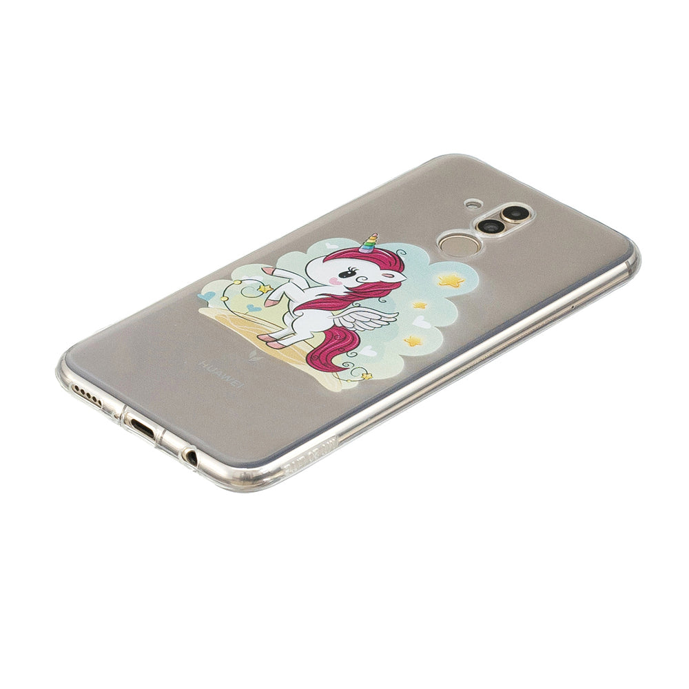 High-transparent painted TPU mobile phone case fashion shockproof ultra-thin soft, for Huawei MATE 20LITE  unicorn