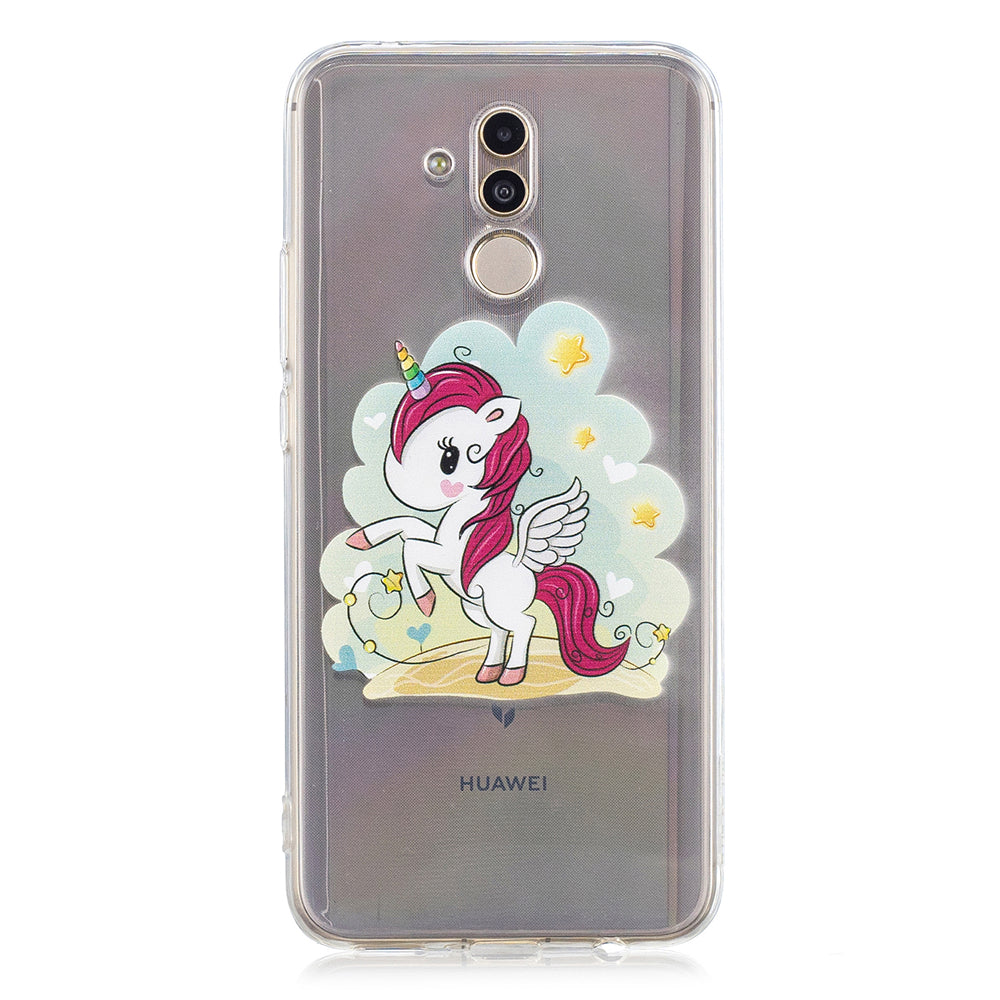 High-transparent painted TPU mobile phone case fashion shockproof ultra-thin soft, for Huawei MATE 20LITE  unicorn