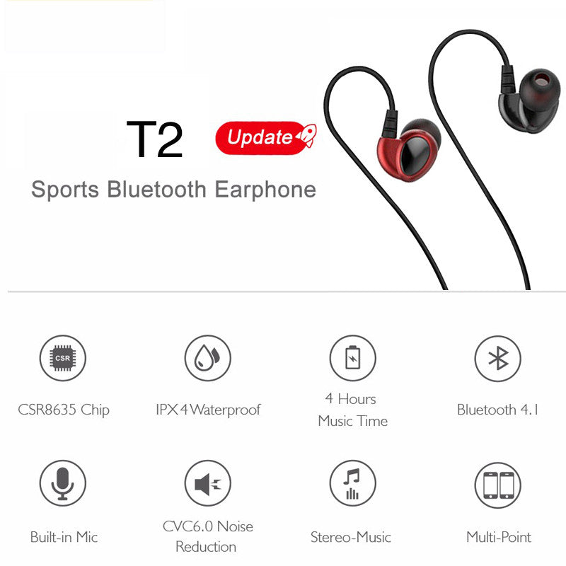Bluetooth Wireless Earphone In Ear Headset Sport Magnetic Earpiece with Microphone Bluetooth Earbuds for Mobile Phone
