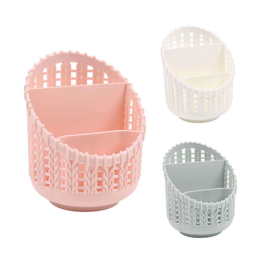 Hollow Out Rattan Style Pen Holder Desk Organizer Office Stationery Storage Box