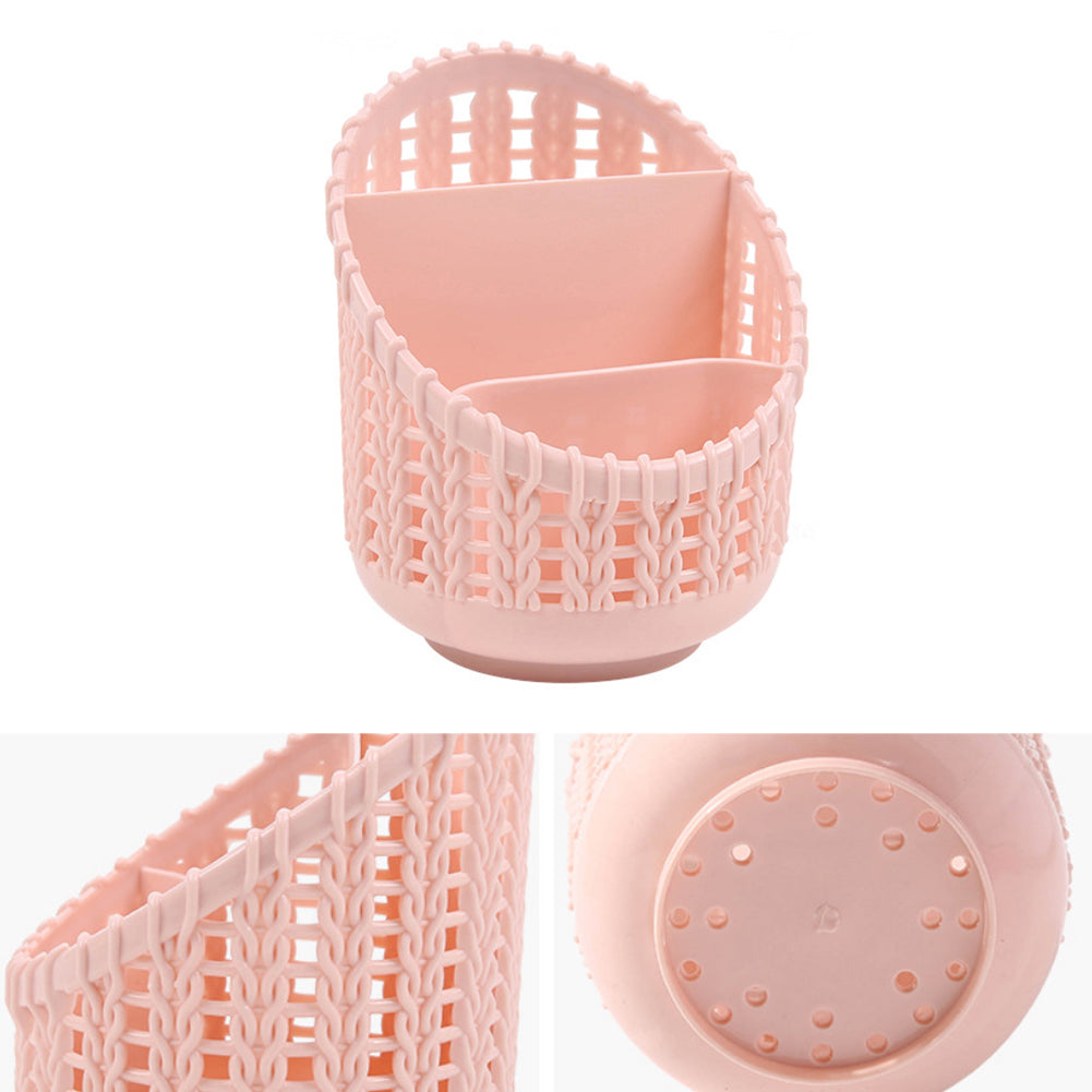 Hollow Out Rattan Style Pen Holder Desk Organizer Office Stationery Storage Box
